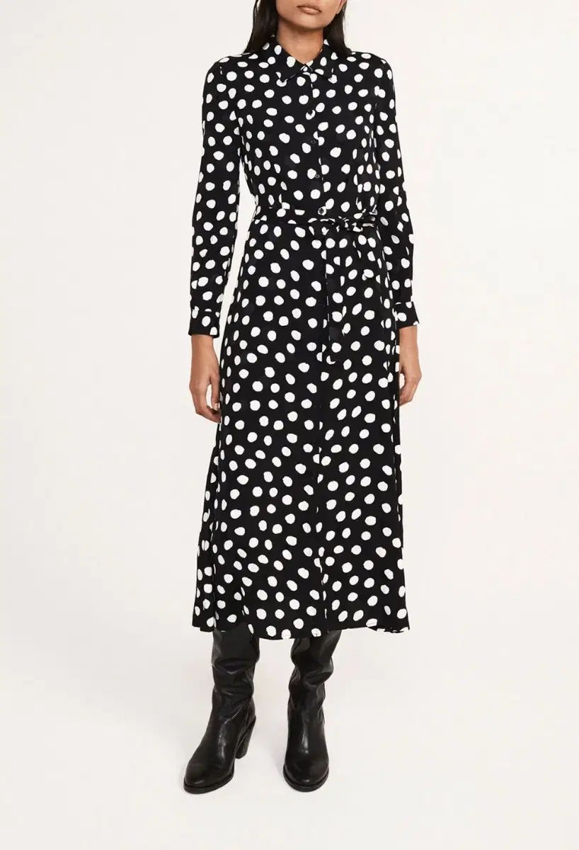 新品 クロディピエロ ビッグドット シャツ ロング丈ワンピース 38 サイズ