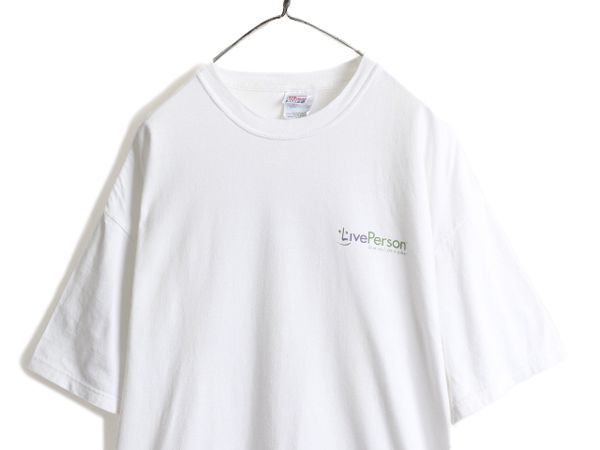 未使用 00s 企業 両面 プリント 半袖Tシャツ XL 白 オールド ヘインズ