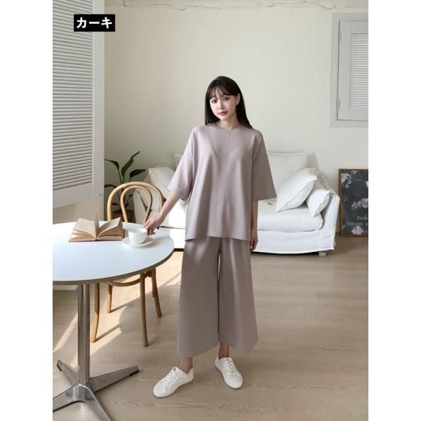 上下セット レディース セットアップ トップス 七分袖 Tシャツ