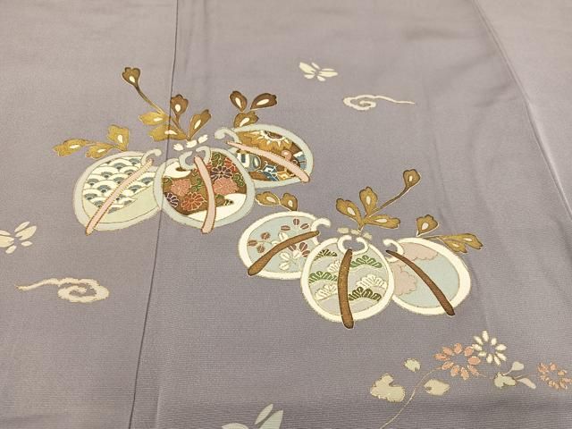 平和屋着物□訪問着 駒刺繍 桐 金彩 正絹 逸品 AAAT2826ph