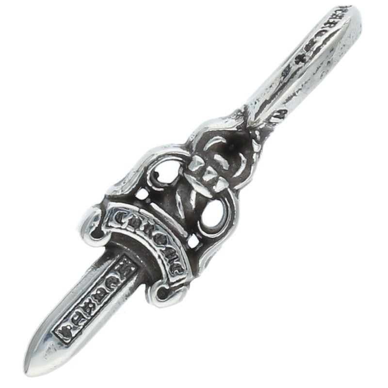 クロムハーツ ダガーチャーム シルバーネックレストップ メンズ CHROME HEARTS クロムハーツ ダガー ペンダント ダイヤモンド