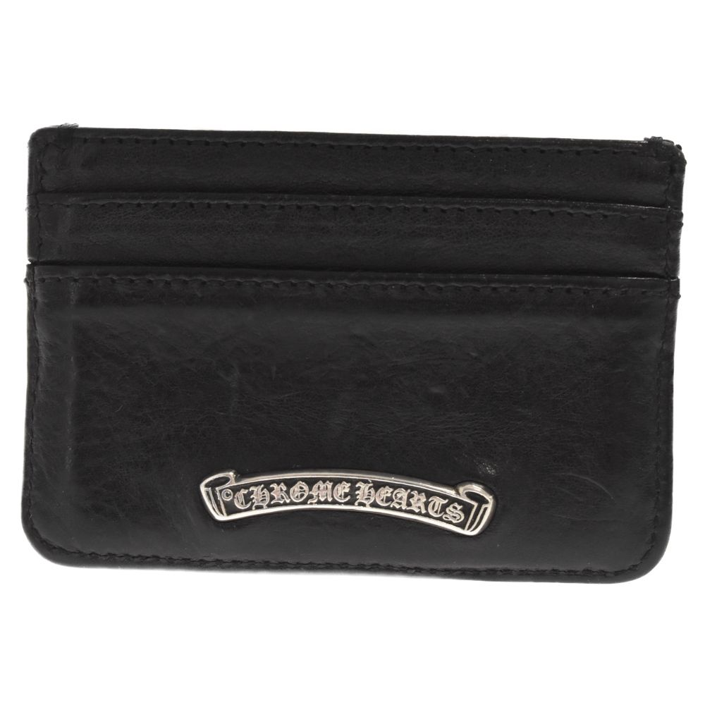 クロムハーツ  DOUBLE SIDE/ダブルサイド ダガー装飾スクロールラベル付レザーカードケース メンズ Chrome Hearts - CHROME HEARTS クロムハーツ CARD CASE DOUBLE SIDE