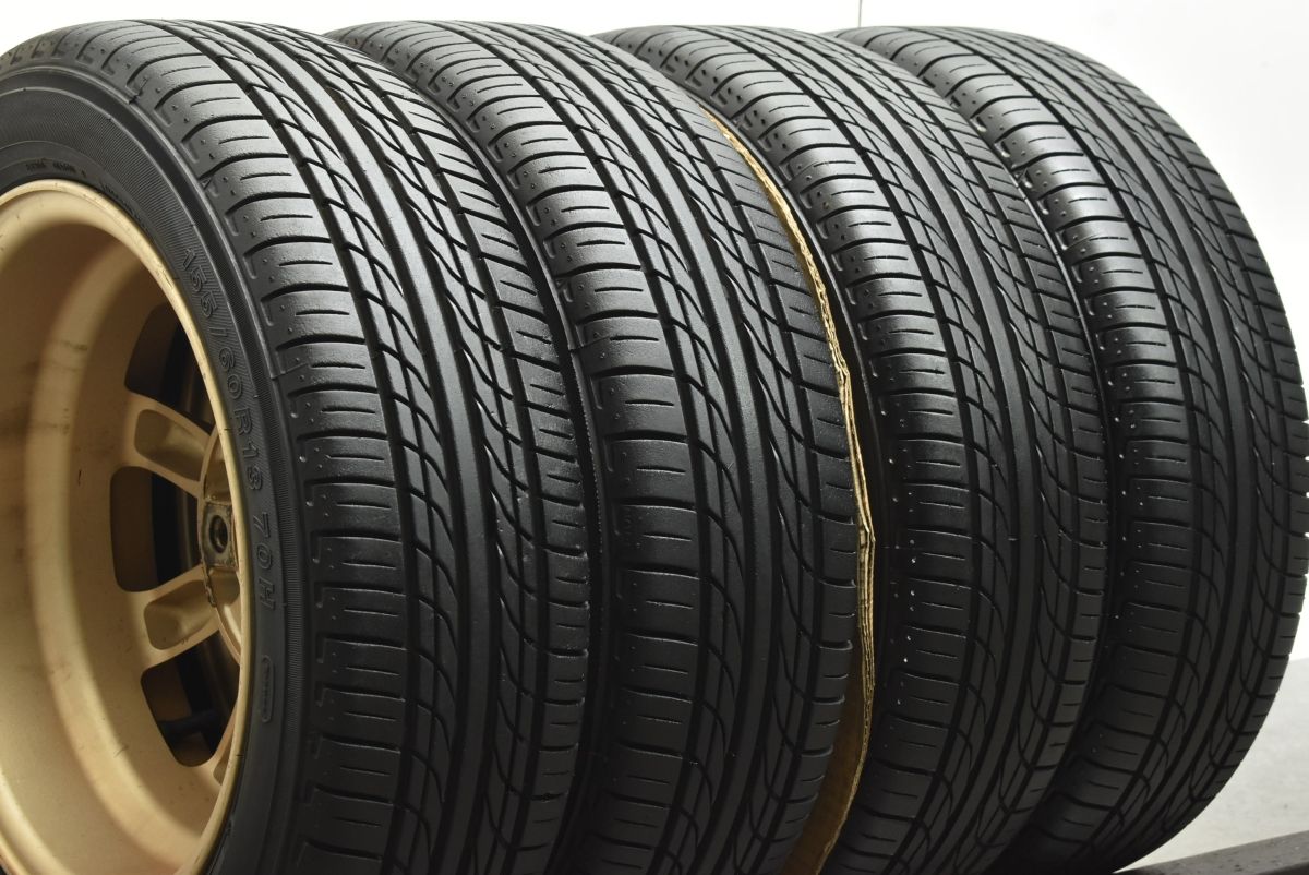 【バリ溝】BR ブラックレーシング 13in 4.5J +45 PCD110 2022年製 ヨコハマ エコス ES300 155/60R13 ダイハツ ミラ 旧軽自動車規格品