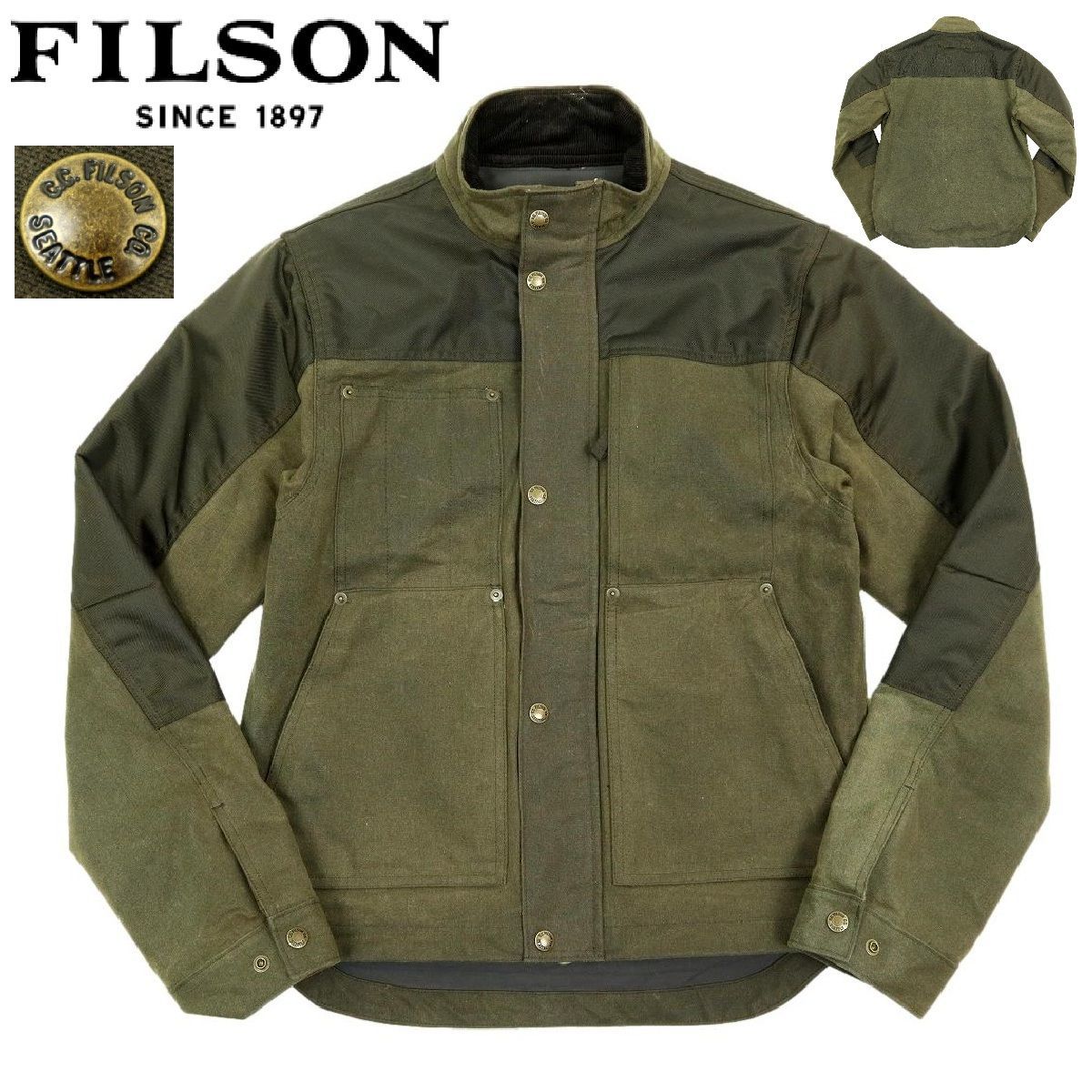 S3602 アイテム FILSON フィルソン アルキャンキャンバスクルーザー オイルドジャケット バイカー サイズXS