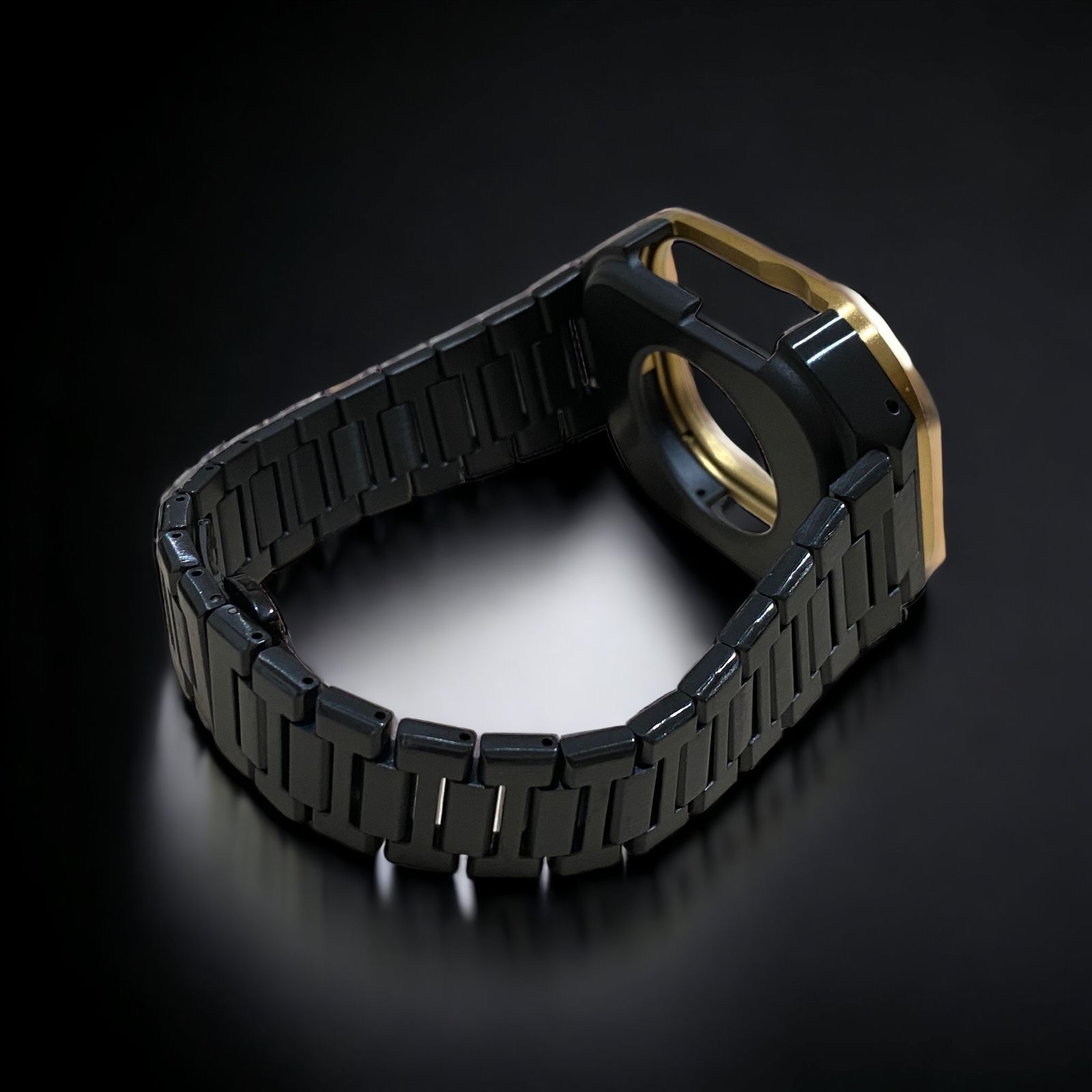  ブラック 49 mm apple watch ultra アップルウォッチ ラバーバンドも取り付け メタルカバーセット ウルトラ 49ミリ用 カスタム ステンレスベルト ステンレスバンド キラキラ 金属ベルト 時計