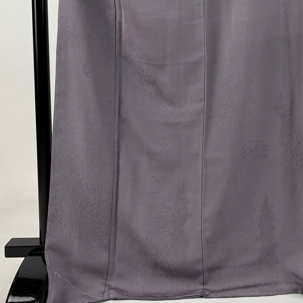 色無地 身丈172cm 裄丈67cm M 袷 木村雨山画 落款 地紋 灰紫 正絹 一つ紋