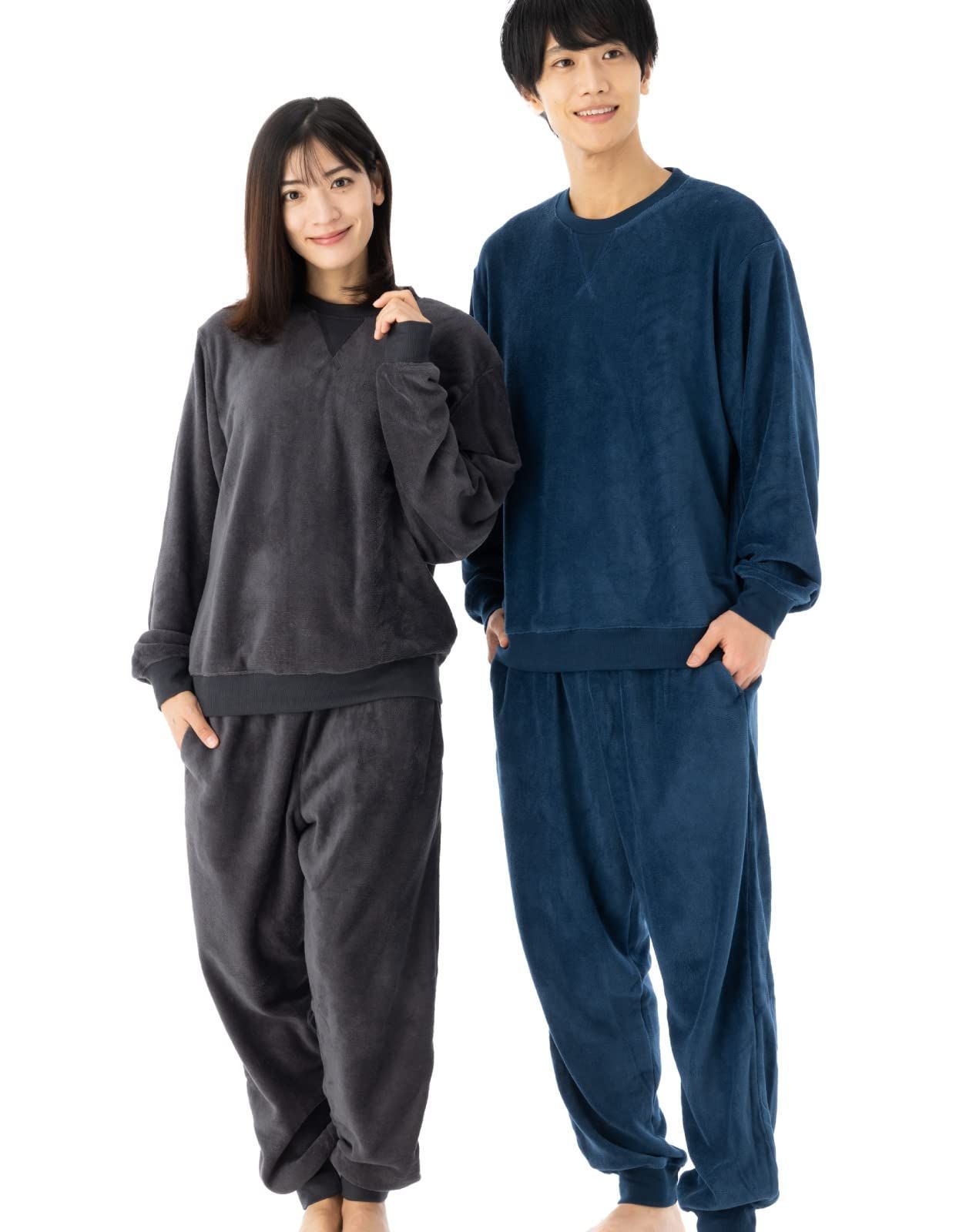 【在庫セール】防寒 セットアップ 柔らか 部屋着 静電気防止 ペアパジャマ 男女兼用 ゆったりシルエット フランネル ルームウェア あったか 冬 上下セット 両面フリース もこもこ 薄いのに