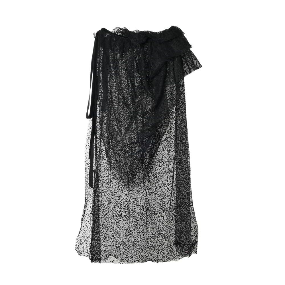 Isa Arfen レース ドット フロッキープリント 巻き スカート