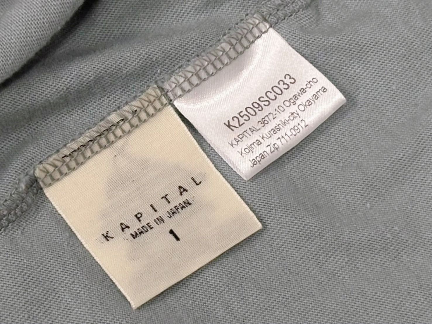 新品未使用 KAPITAL キャピタル 20/-天竺 リンガーT(K'BEARpt) Tシャツ K2502SC017 ブラック ブルー サイズ1 中古 4b007551 新品未使用 KAPITAL キャピタル 20/-天竺 リンガーT(K'BEARpt) Tシャツ