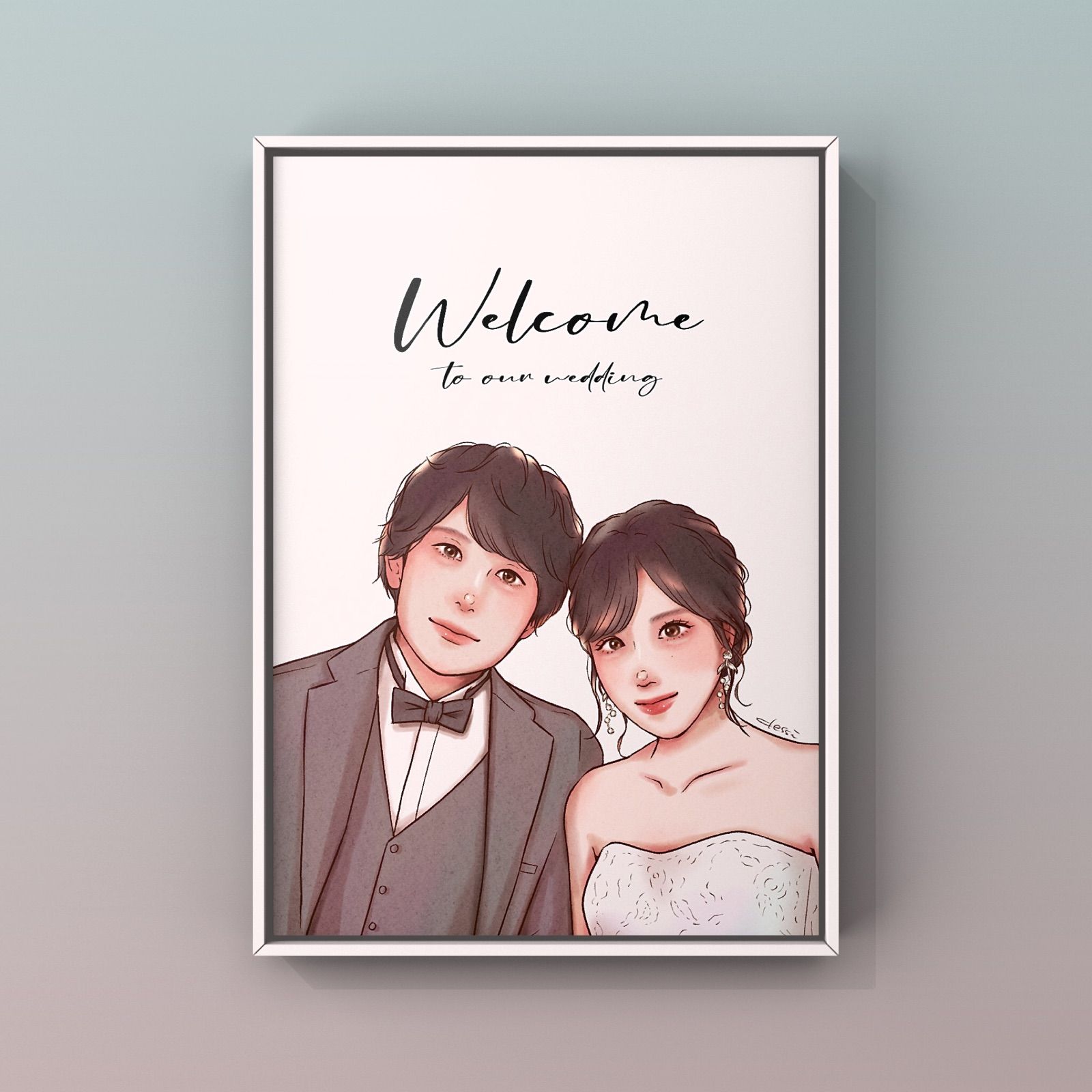 笑顔の似顔絵ウェルカムボード！結婚式をおしゃれに彩る 結婚式