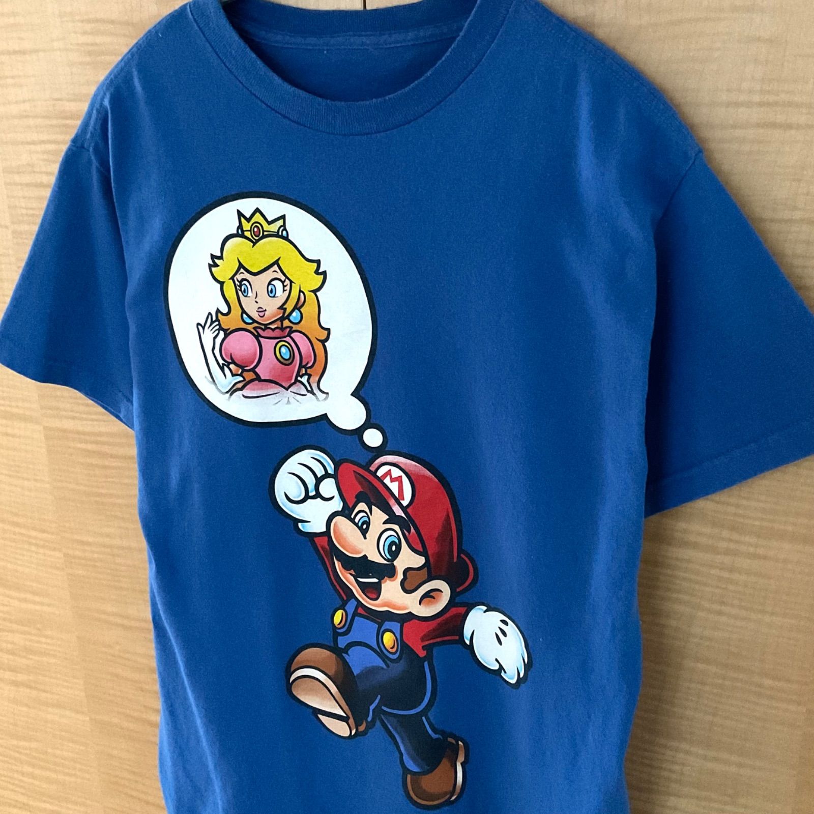 US古着 スーパーマリオSUPER MARIO ピーチ姫 ゲームGAME 半袖tシャツ青 