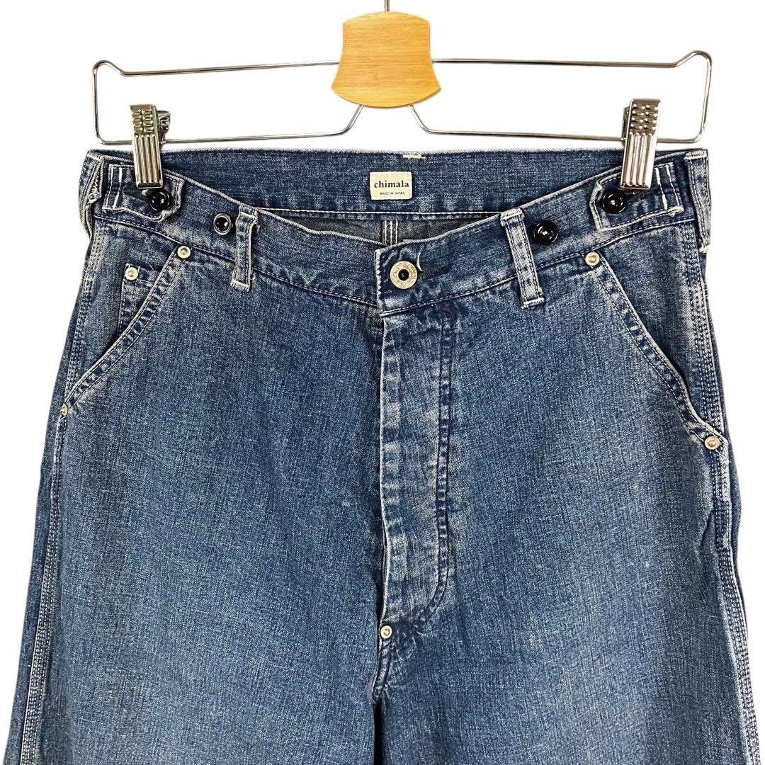 chimala ウエストアジャスタブル シンチバック デニムパンツ 26 ブルー  