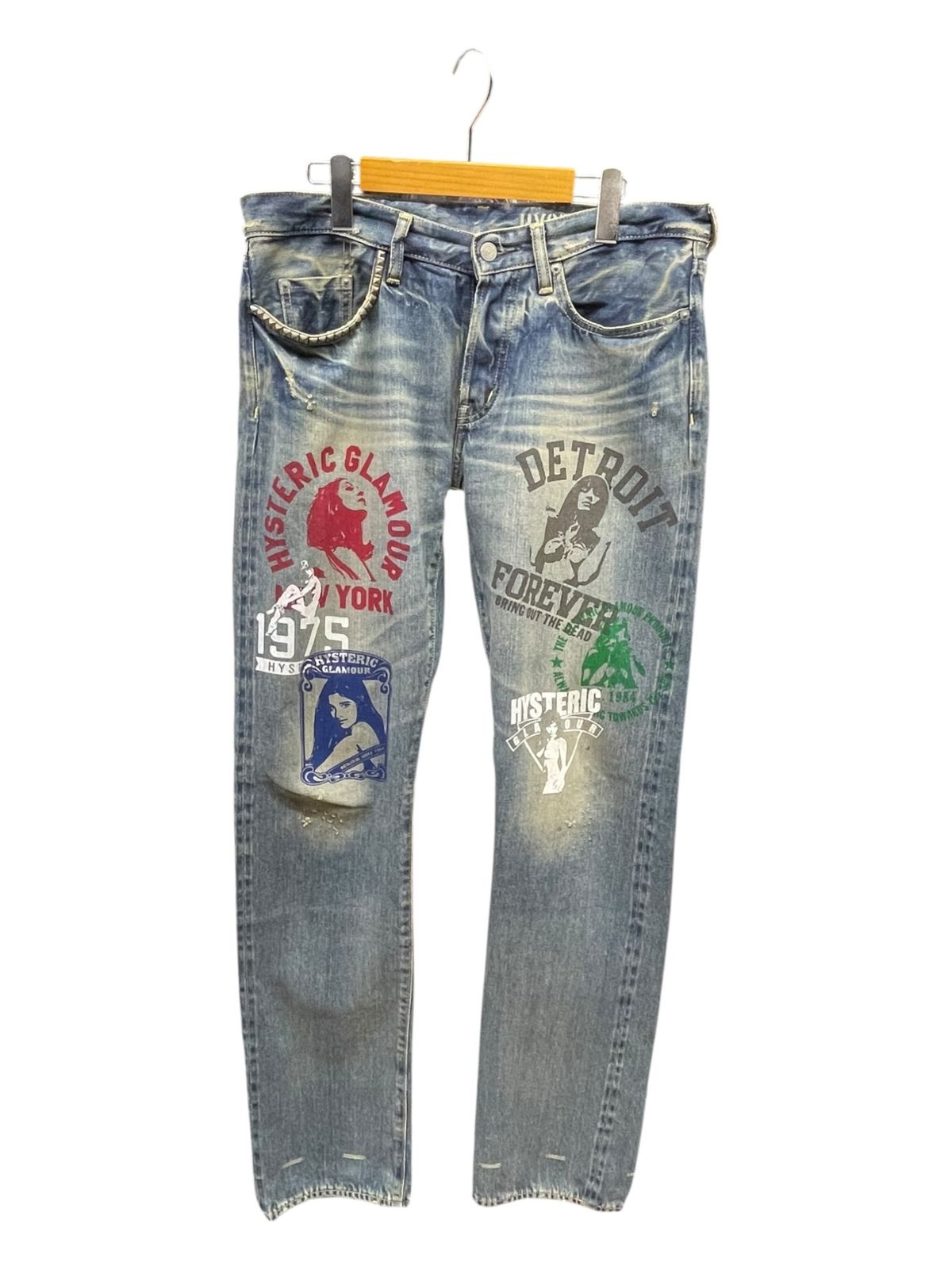 ヒステリックグラマー プリント スタッズデニムパンツ HYSTERIC