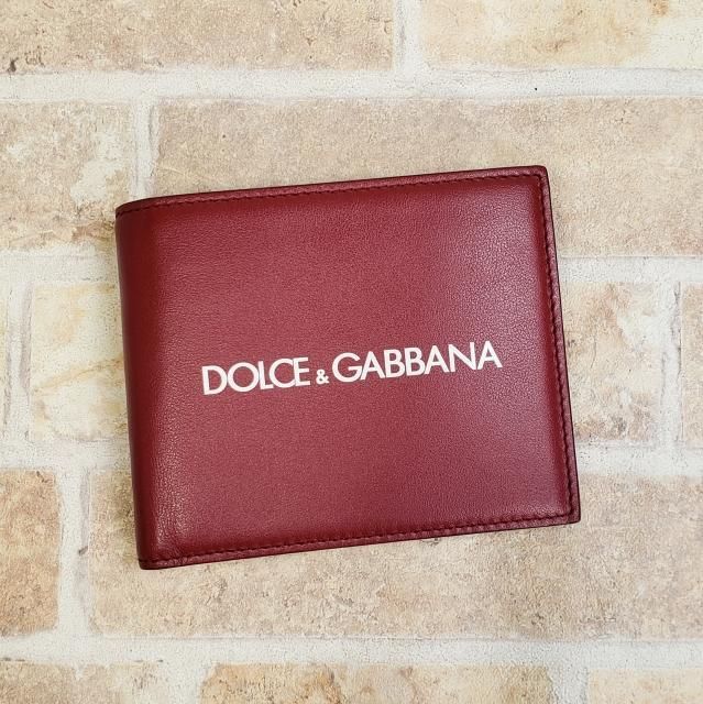 美品 ドルチェ&ガッバーナ D&G ☆ レザー ロゴ 二折財布 イタリア製