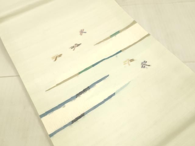 平和屋着物 夏物 西陣 宮階織物 宮繍苑 里葉 九寸開き名古屋帯 蜻蛉 金糸 正絹 DAAX0022cm