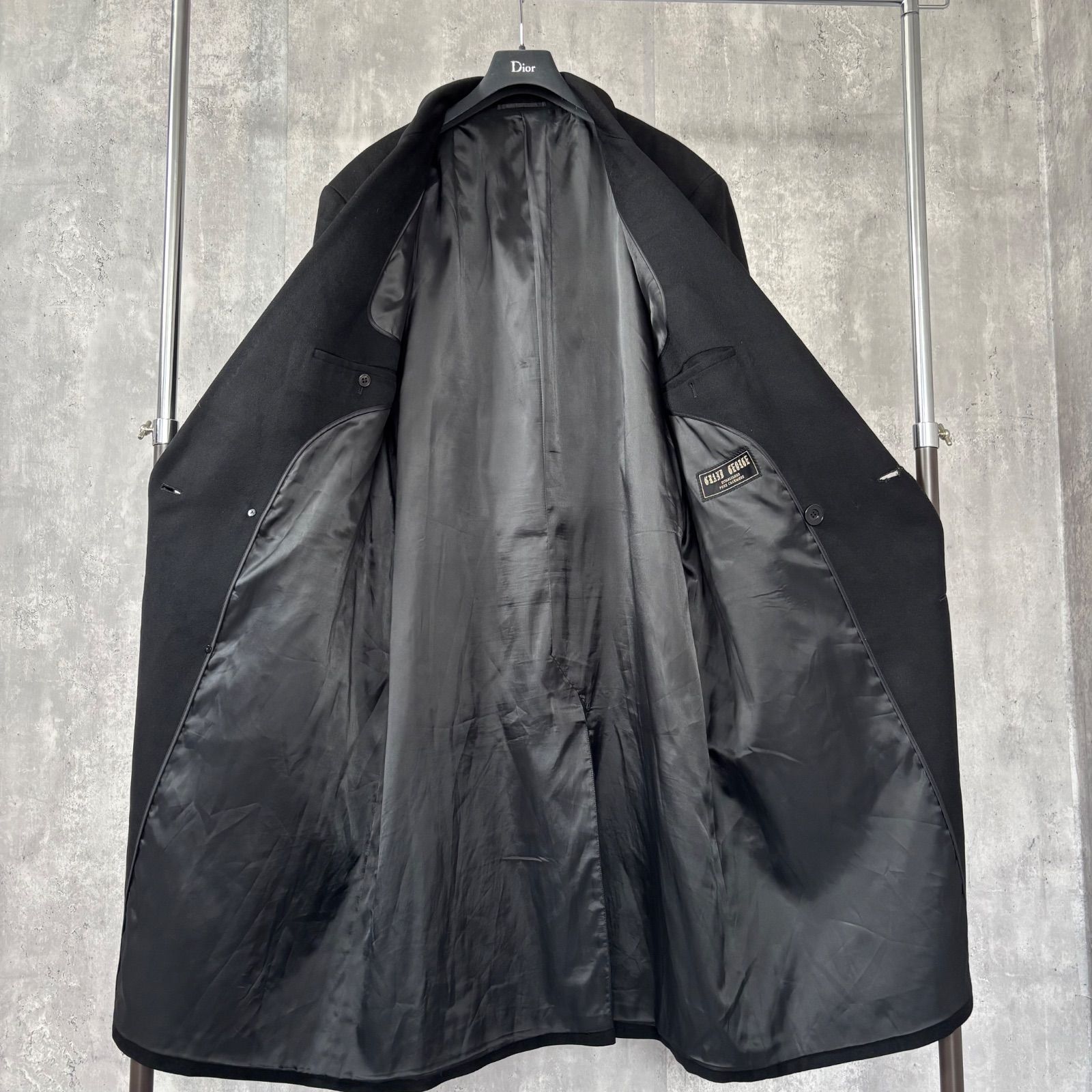 ダンヒル　カシミヤ100%ロングコート 黒 メンズ カシミア アンストラクチャード コート | dunhill