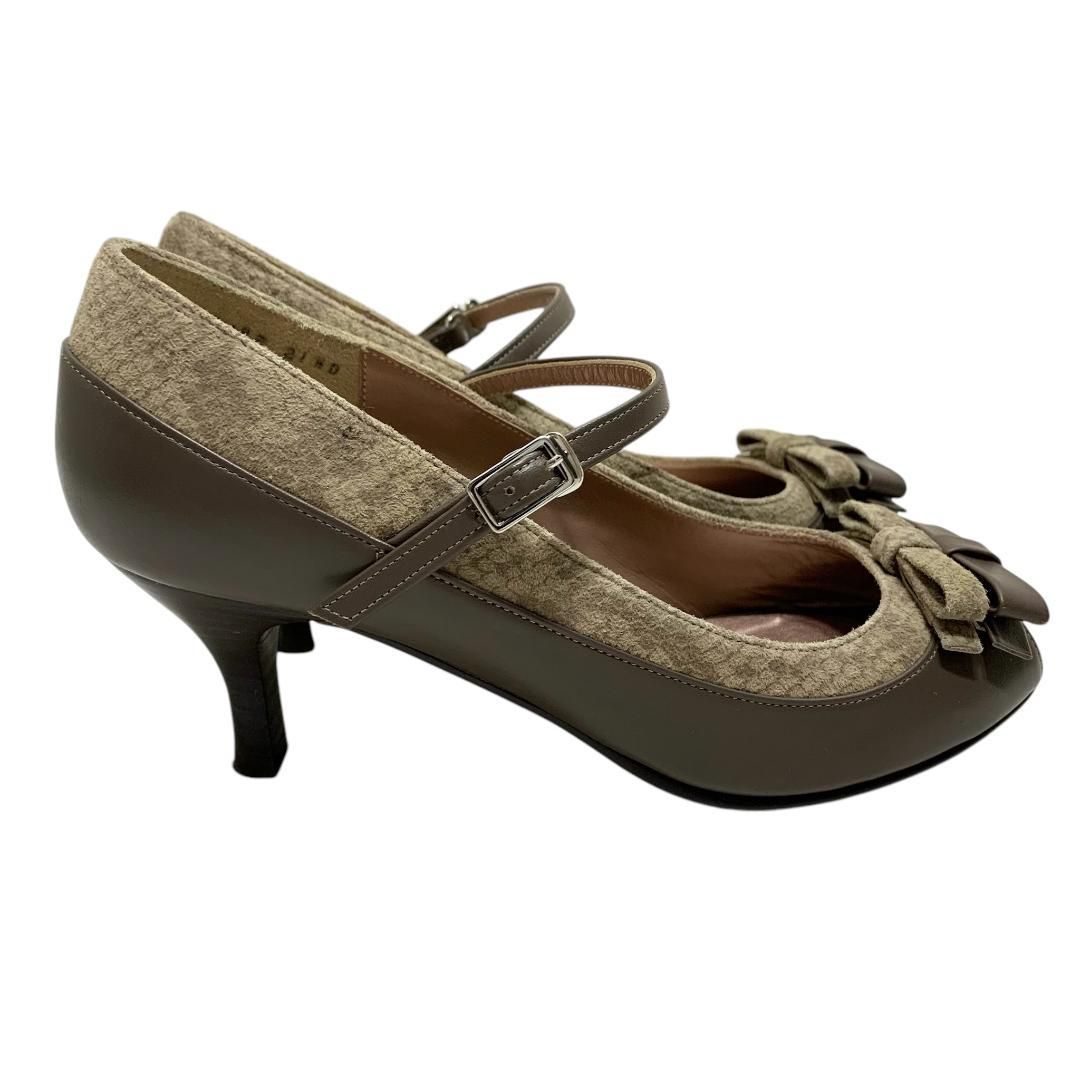 極美品】銀座かねまつ (21.5) パンプス ストラップ オープントゥ