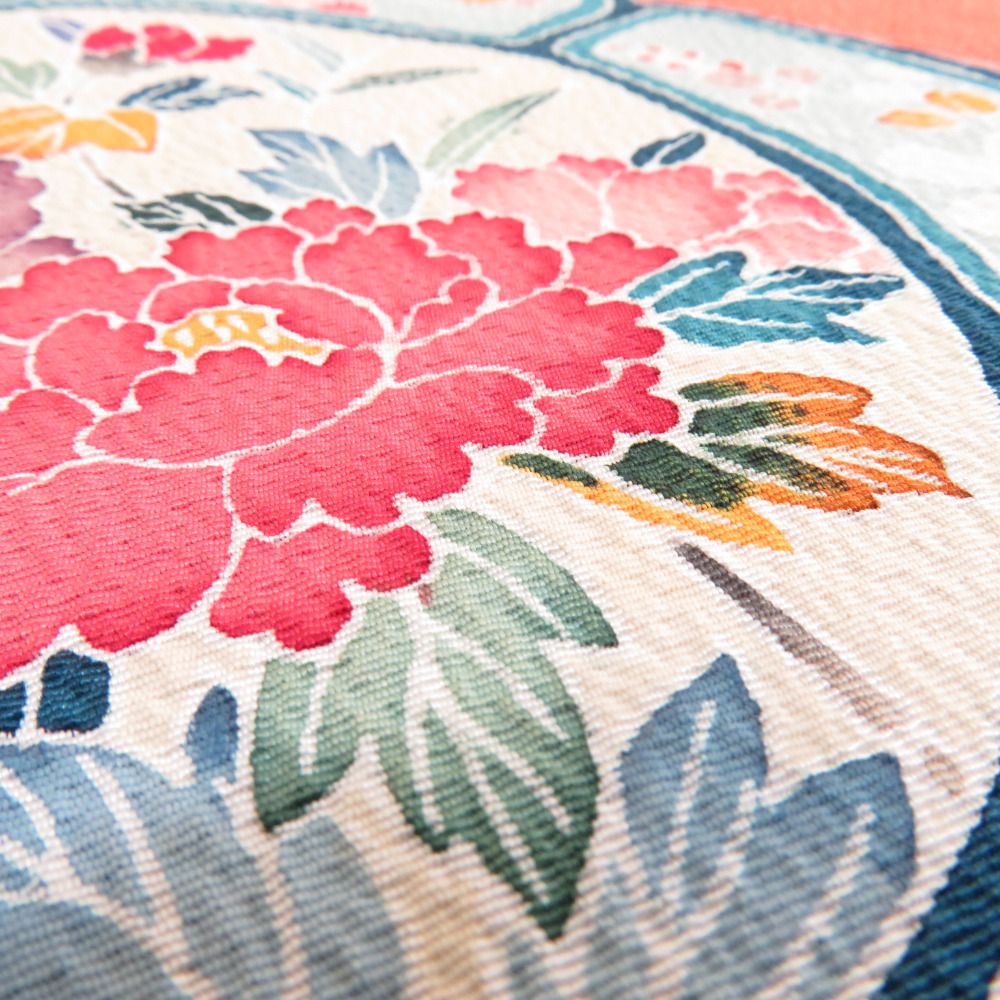 名古屋帯 友禅 友禅染帯 正絹 久谷更文様 お太鼓柄 コラールオレンジx