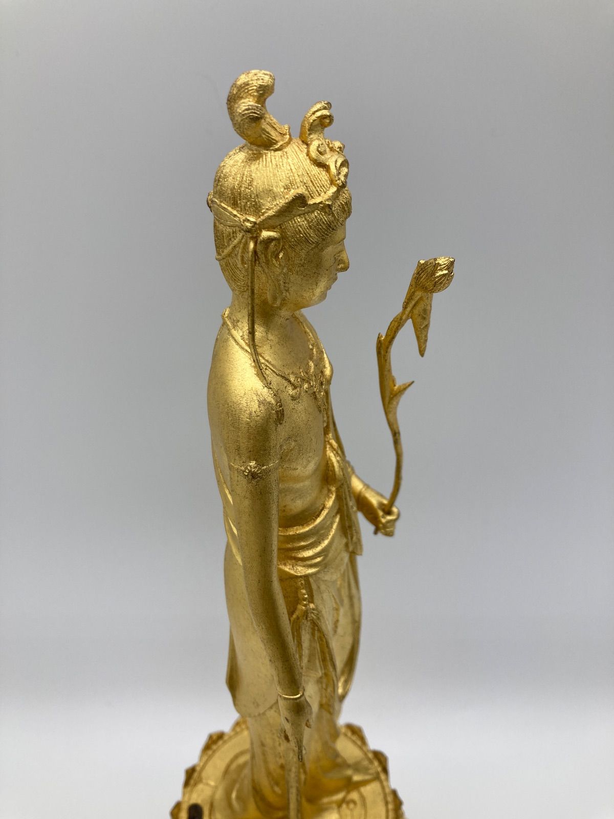 高村光雲】作 聖観音像 仏像 ブロンズ製 青銅 本金箔仕上 金工芸 高村光雲】作 聖観音像 仏像 ブロンズ製 青銅 本金箔仕上 金工芸
