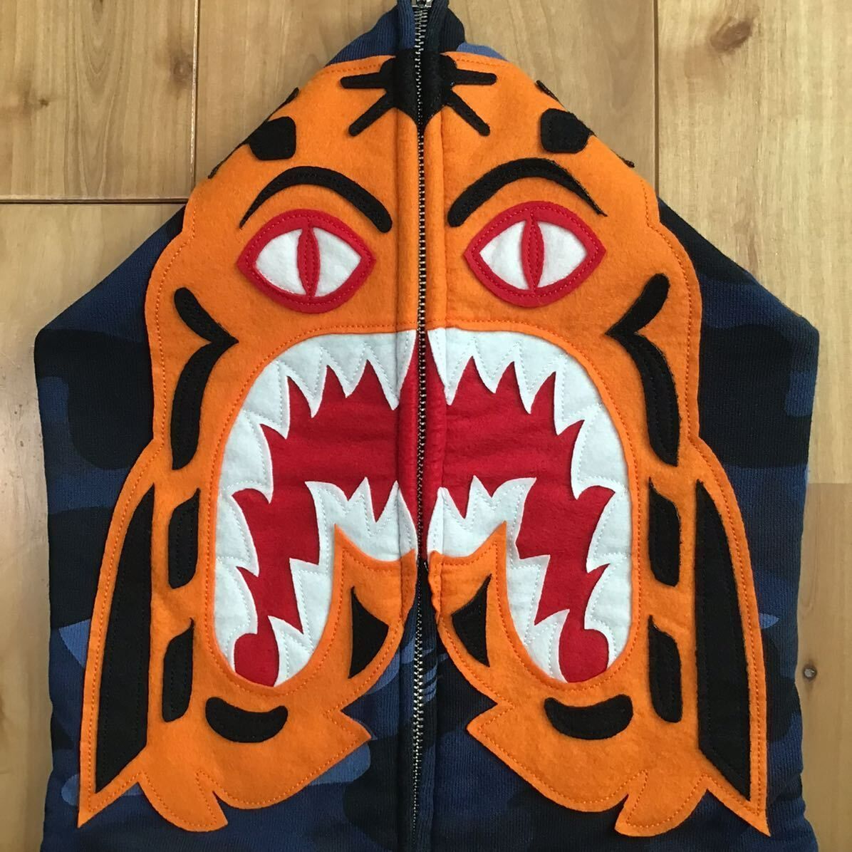 Blue camo × Gold タイガー パーカー Lサイズ tiger full zip