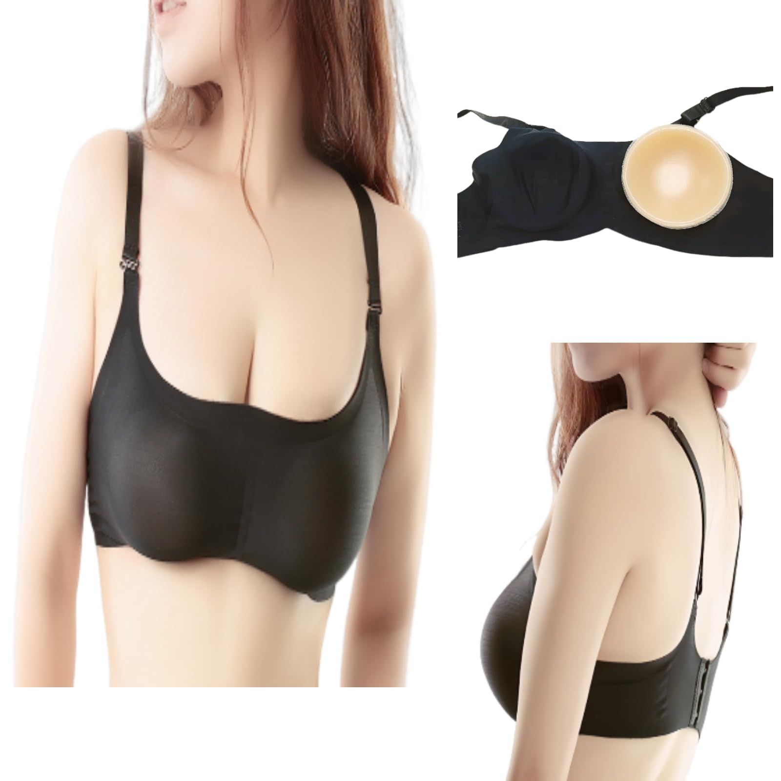 AT Product シリコンバスト 人工乳房 女装 胸 女装 ブラジャー 専用ブラ付き (C75:500g) [ブラック] [C75:500g] -  メルカリ