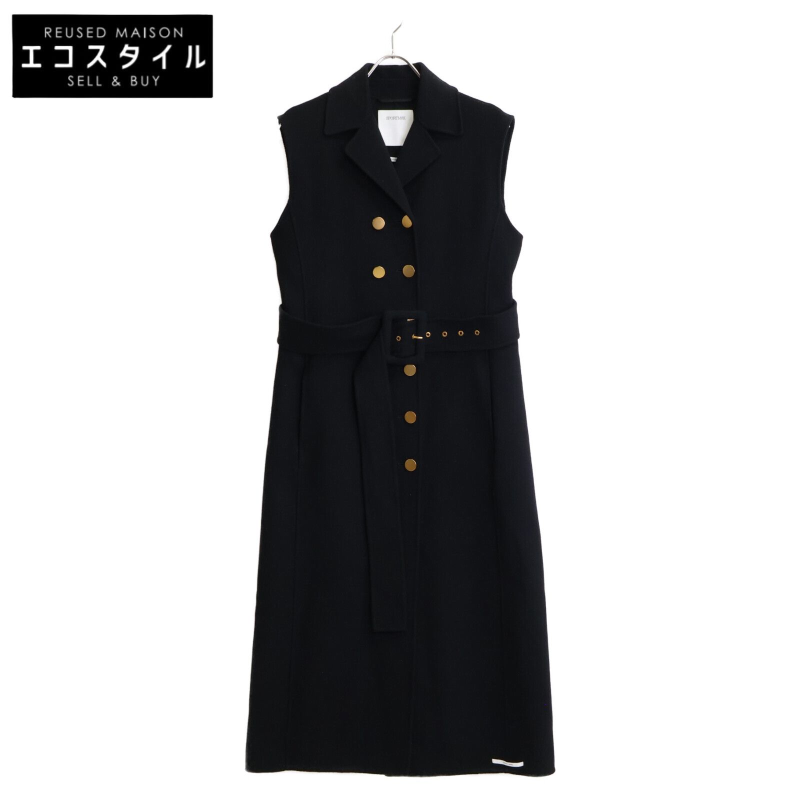 スポーツマックス 227601196 21年 黒 ｸﾁｰﾄｱﾏｰﾉ ｶｼﾐﾔ混 ﾛﾝｸﾞｼﾞﾚ 42 レディース SPORTMAX スポーツマックス 227601196 21年 黒 ｸﾁｰﾄｱﾏｰﾉ