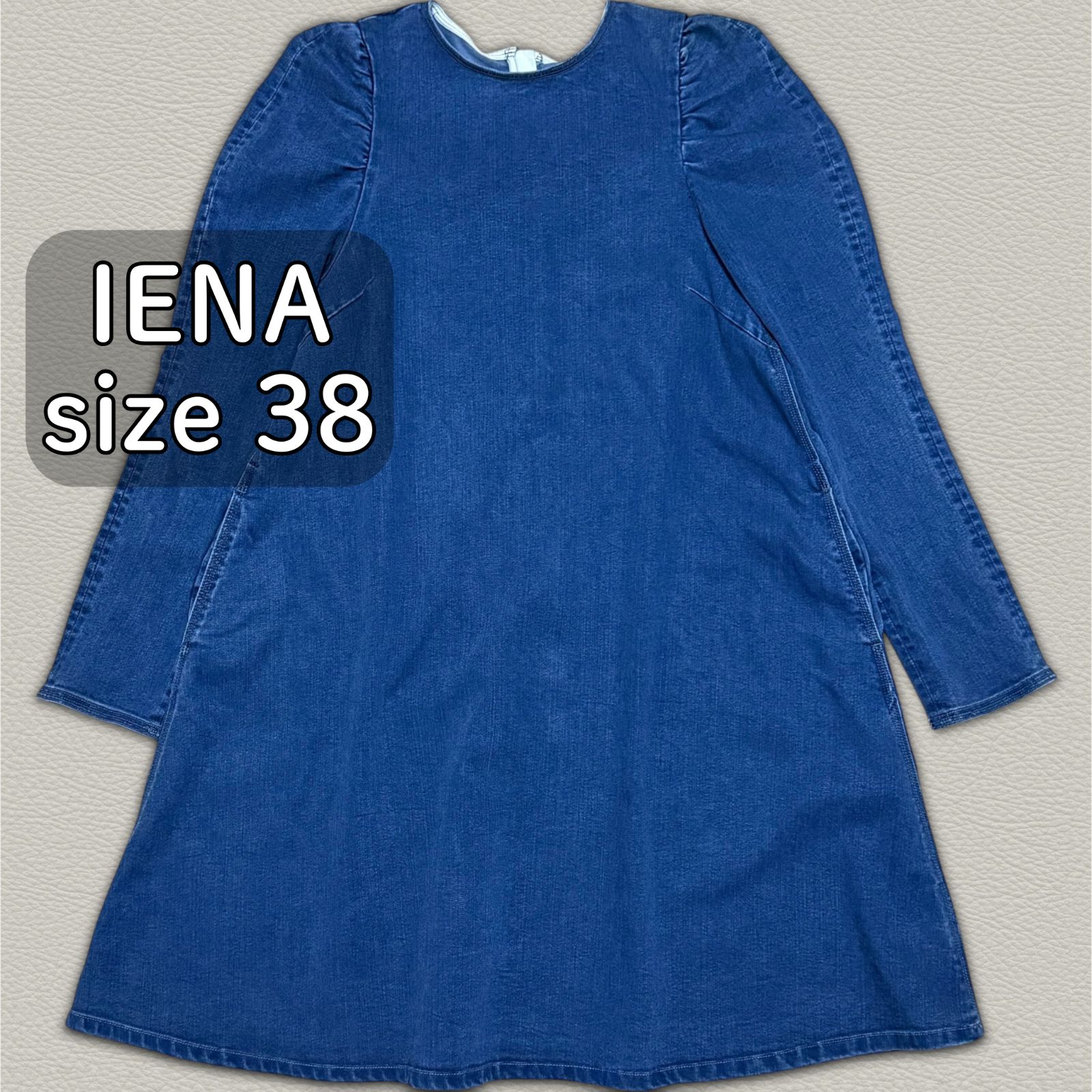近年モデル】IENA ストレッチデニムワンピース ギャザースリーブ