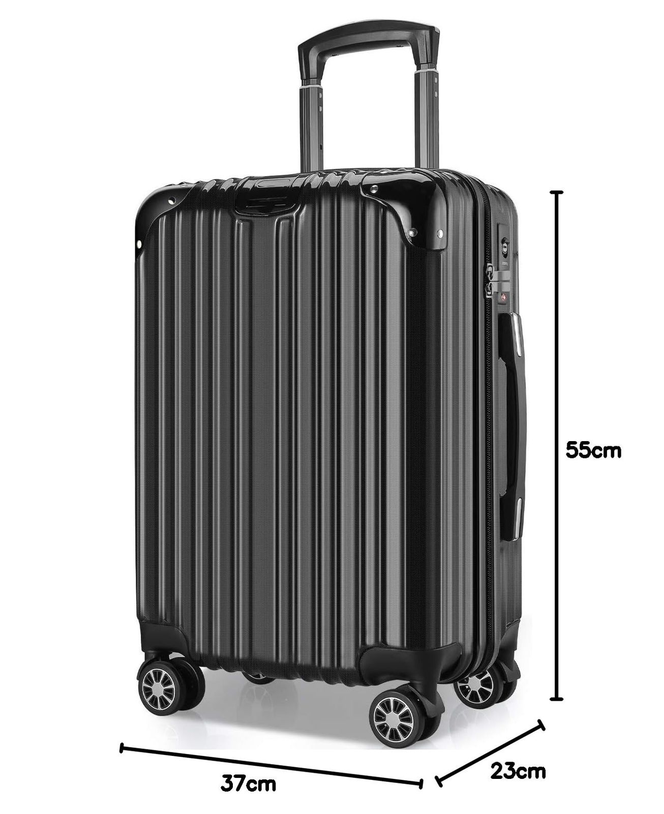  ダブルキャスター 静音 耐衝撃 大型 360度回転 TSAローク搭載 超軽量 ファスナー式 機内持込 旅行 キャリーケース ビジネス 出張 キャリーバッグ S スーツケース サイズ 40 5 L VARNIC 黒 2 その他 旅行かばん 小分けバッグ