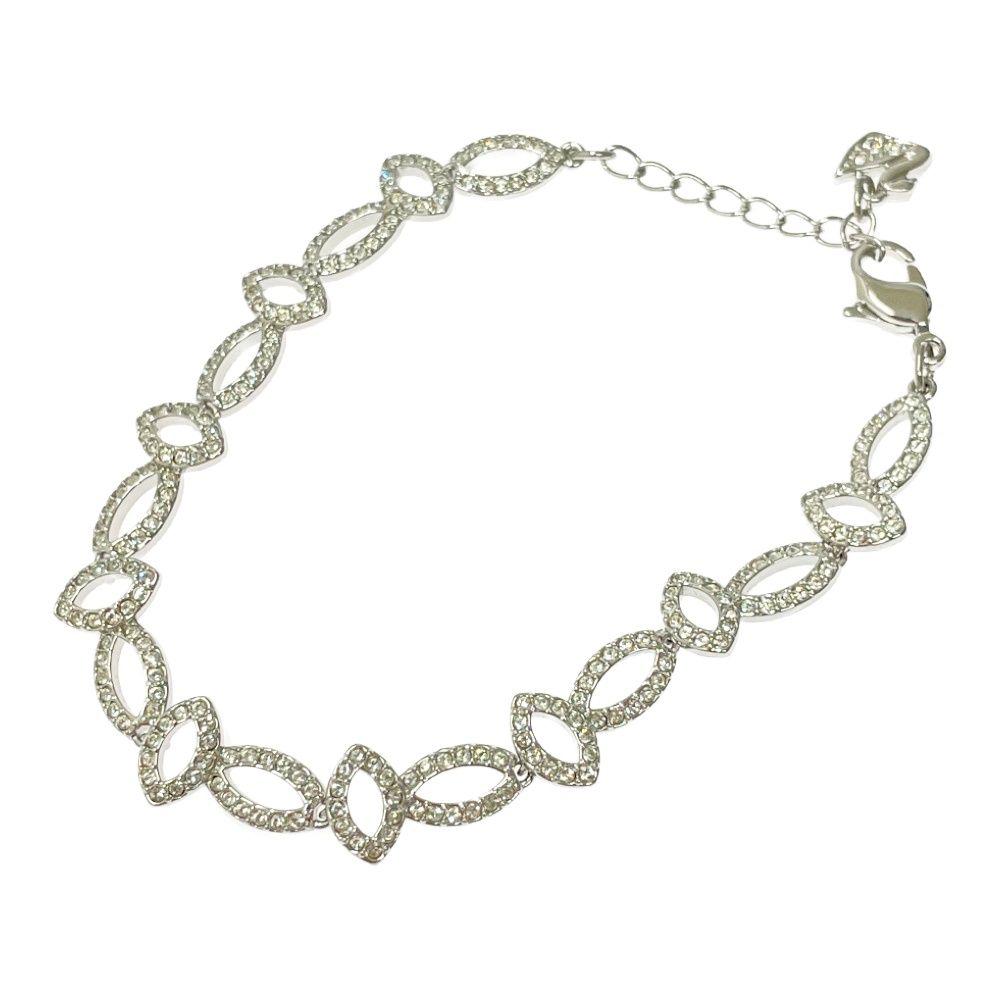 中古】SWAROVSKI スワロフスキー ラインストーン メタル チェーン 