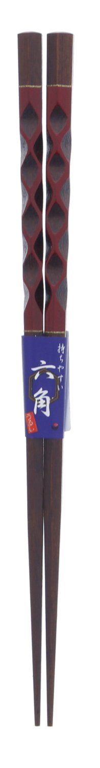 【特価商品】六角 箸 楓 漆 塗装 20.5cm