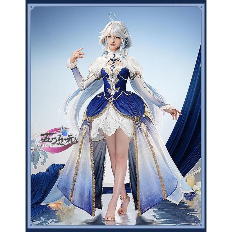 ハロウィン 三分妄想 原神 コスプレ フォカロルス ブルーワルツ 同人衣装 ウィッグ 追加可 BJ0930ML03 ハロウィン