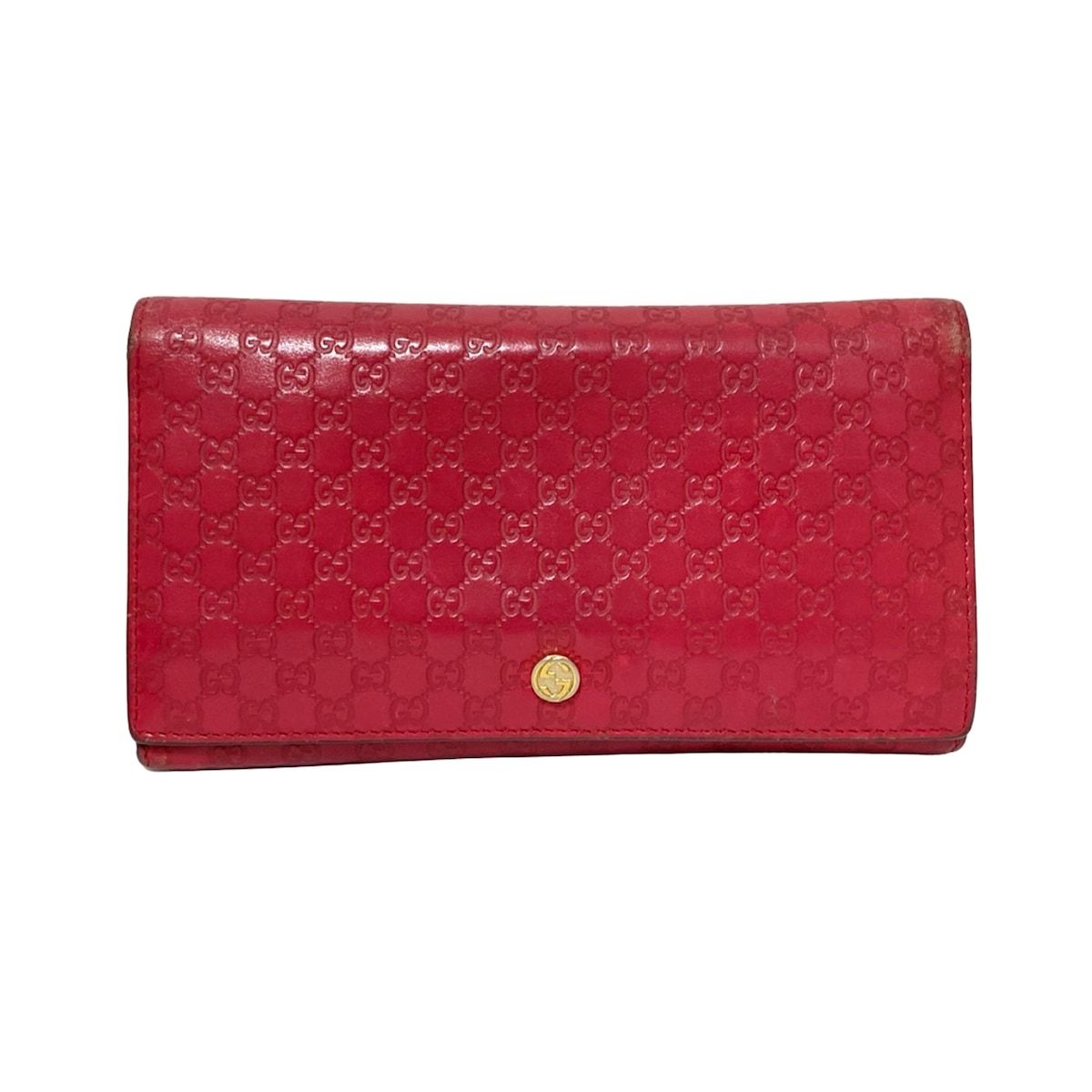 GUCCI グッチ 長財布 マイクログッチシマ 257280 レッド レザー