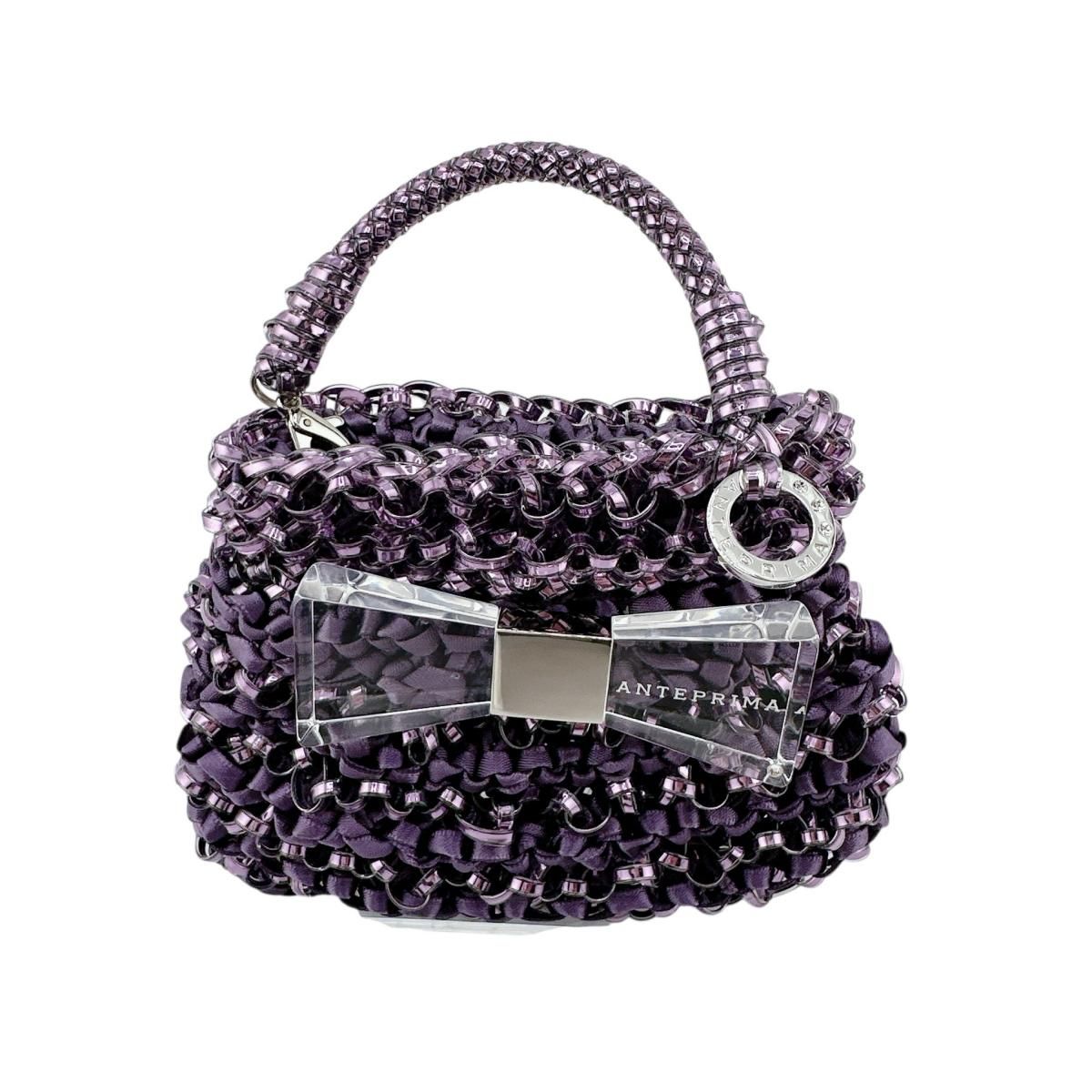 アンテプリマ  キーホルダー パープル  ANTEPRIMA ミニアトゥーラ チャーム アンテプリマ チャーム ワイヤーバッグ ミニアトゥーラ キーホルダー