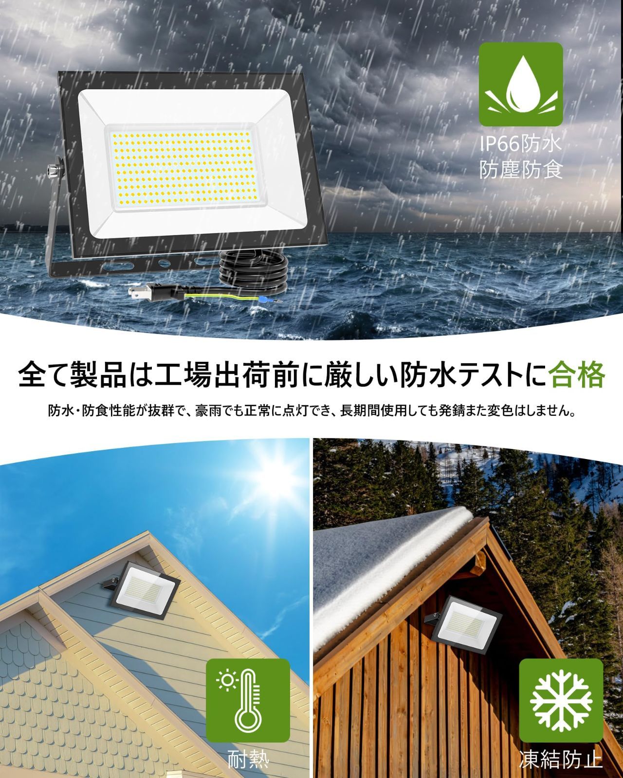 投光器 LED 作業灯 屋外 高輝度 100W 防水 15000LM 作業灯