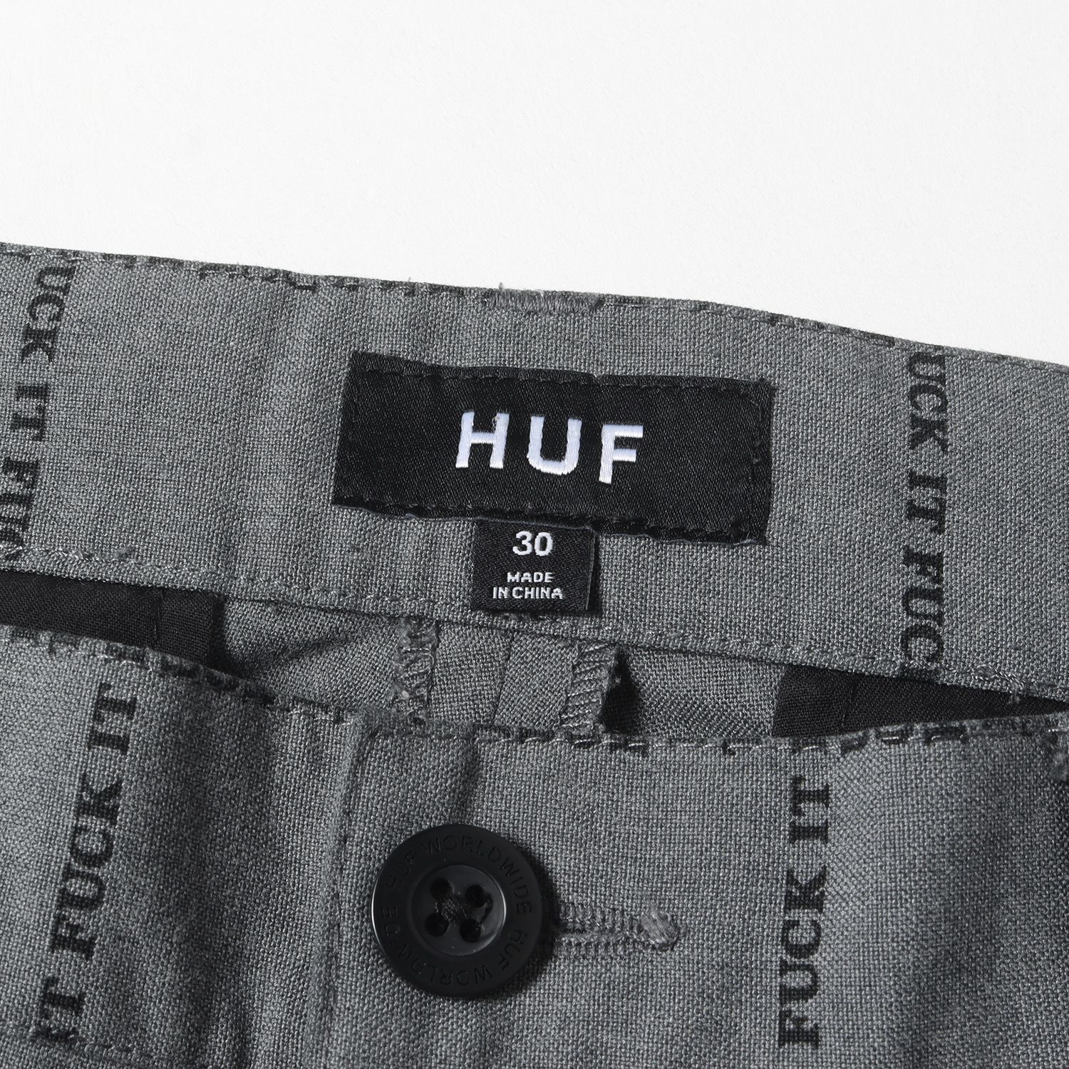 HUF ハフ パンツ サイズ:30 FUCK IT 格子柄 ワークパンツ グレー ボトムス ズボン スケート ファッション【メンズ】