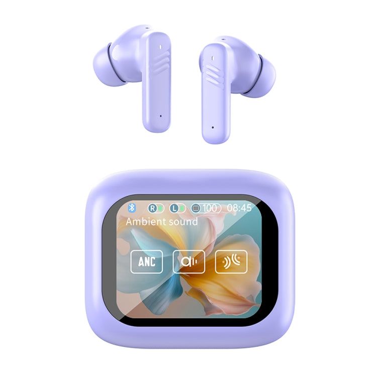 LX-10 フルカラー タッチスクリーン ANC+ENC デュアルノイズリダクション インイヤー ワイヤレス Bluetooth イヤホン Purple (パープル)