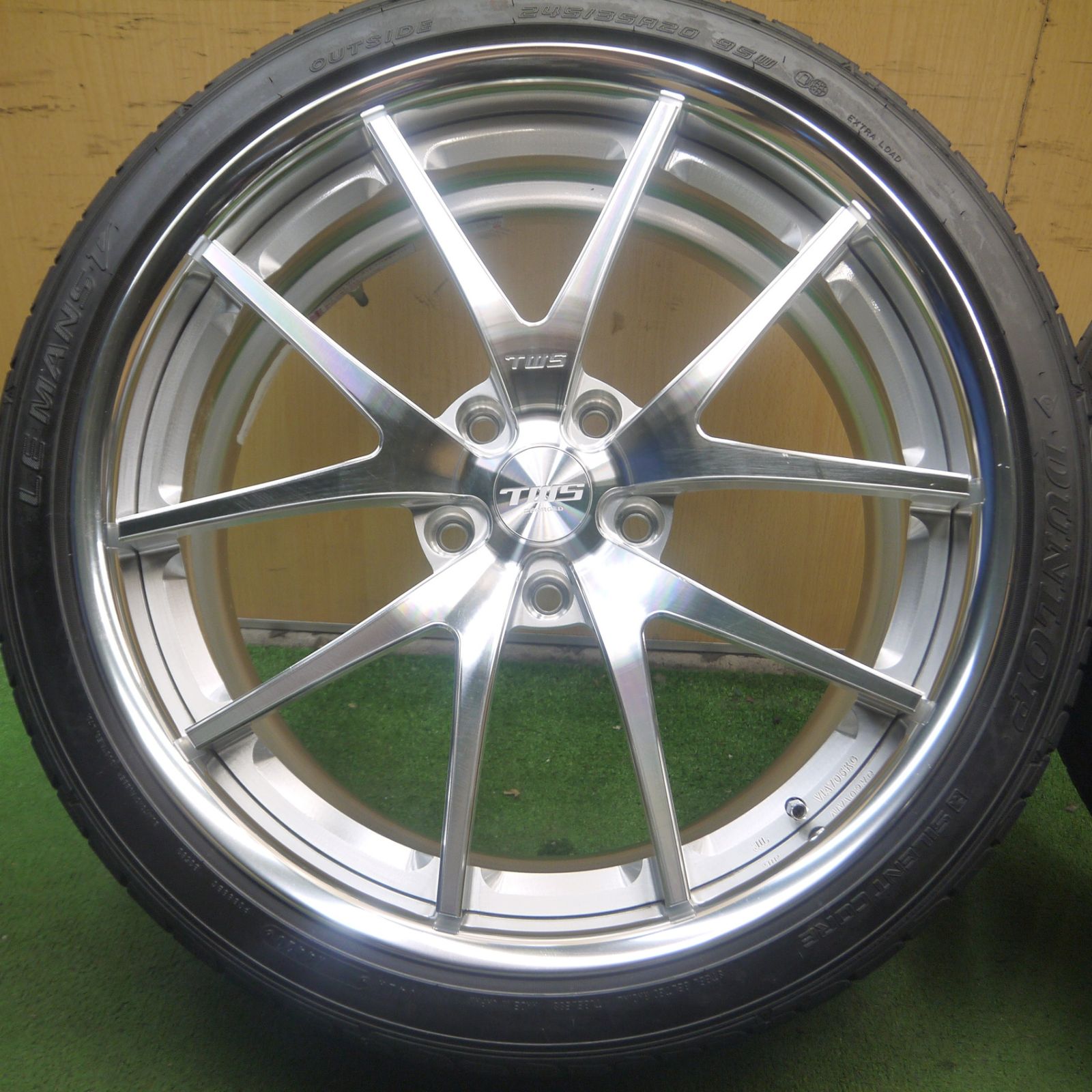 *送料無料* バリ溝！20年！キレイ！9.5分★BMW 等 TWS FORGED 245/35R20 ダンロップ LE MANS V ルマン5 20インチ PCD120/5H★4062803Hノ