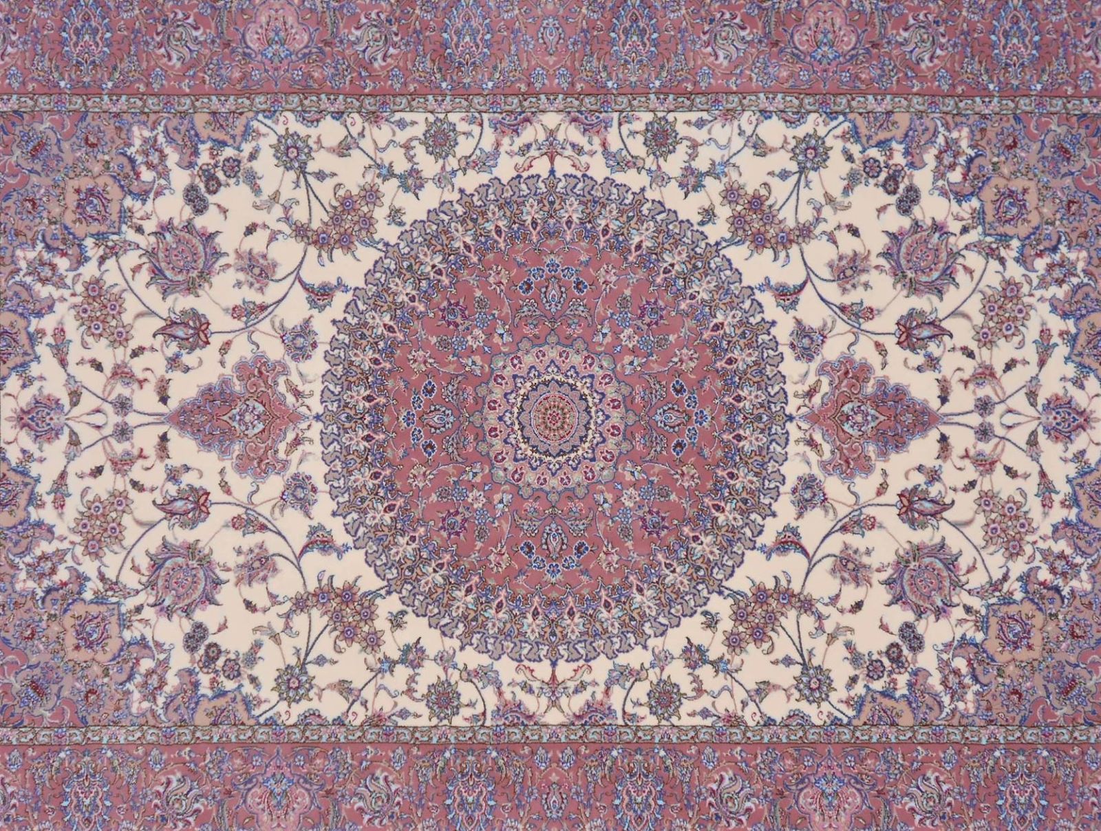 多色織、高密度！輝く 本場イラン産 絨毯 円形200cm‐201271 - カーペット