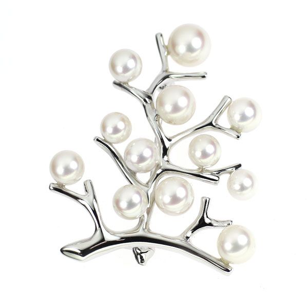 MIKIMOTO アコヤ真珠ブローチ SV ミキモト SV アコヤ 真珠 ブローチ 径約4.7-6.8mm 幸福の木