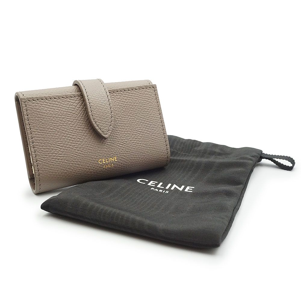 セリーヌ エッセンシャル 6連 キーケース キーリング付き カーフスキン レザー ペブル グレージュ アンティークゴールド金具 CELINE