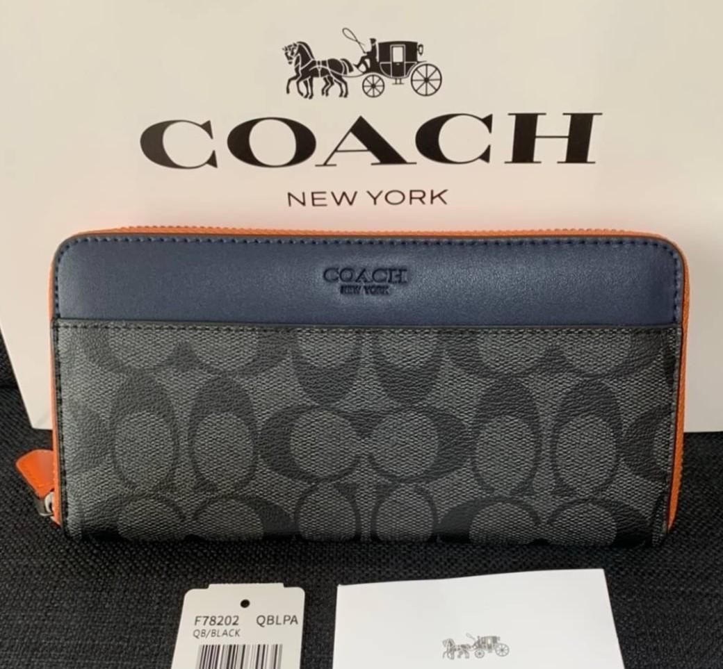 COACH コーチ 新品 長財布 黒 メンズ レディース 財布 ブラック 002