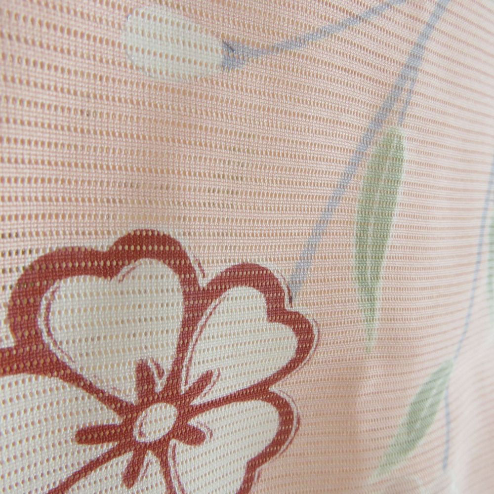 子供着物 夏用 絽 正絹 女の子用 四つ身 襦袢セット サーモンピンク 桜