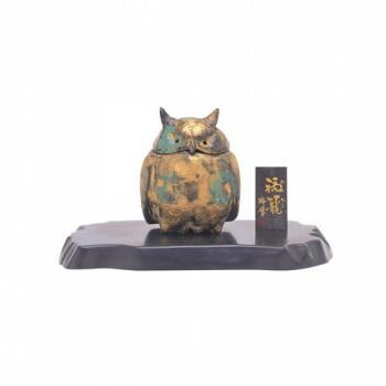 日本香堂 香炉 福籠 梟 敷台付 鉄製 高岡銅器 79706