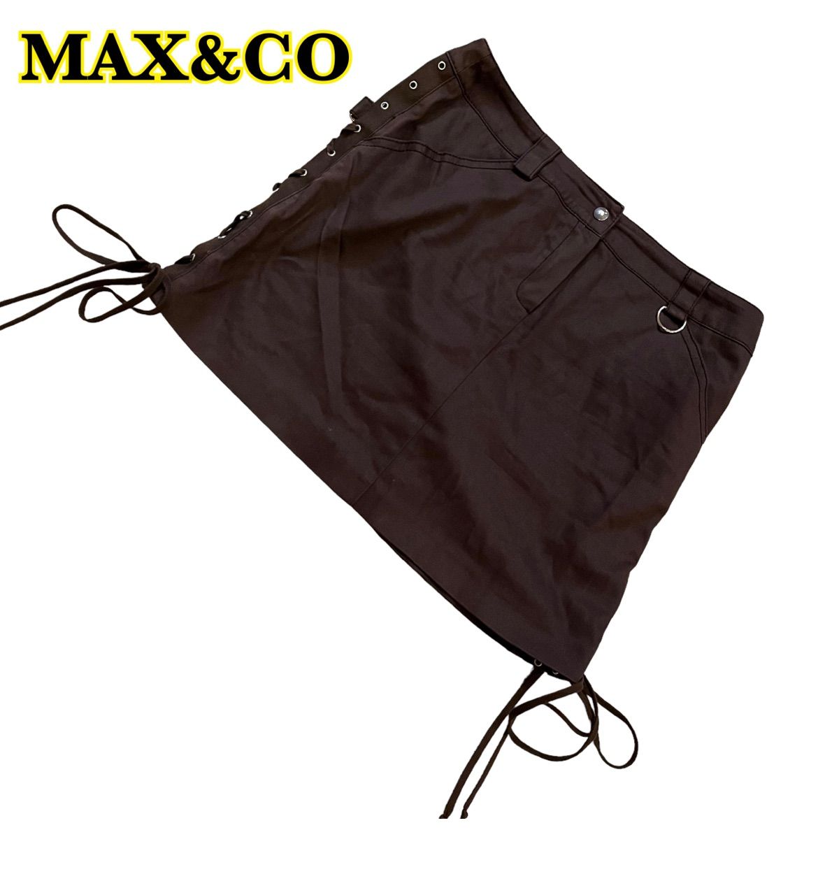 MAX&CO マックスアンドコー ミニスカート 編み上げ 茶色 イタリア製 40