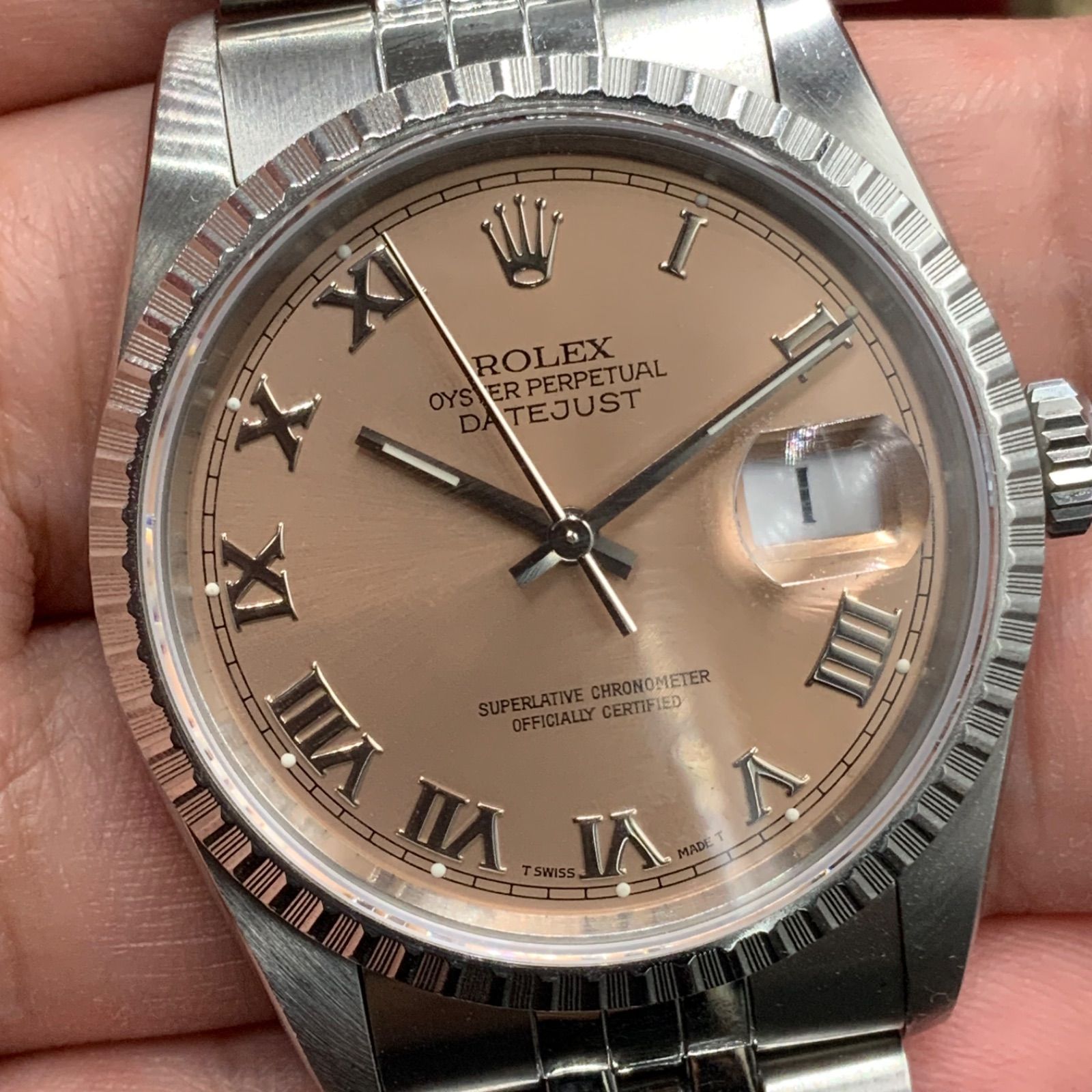 ロレックス ROLEX 16220 デイトジャスト ピンクローマン X番 - メルカリ