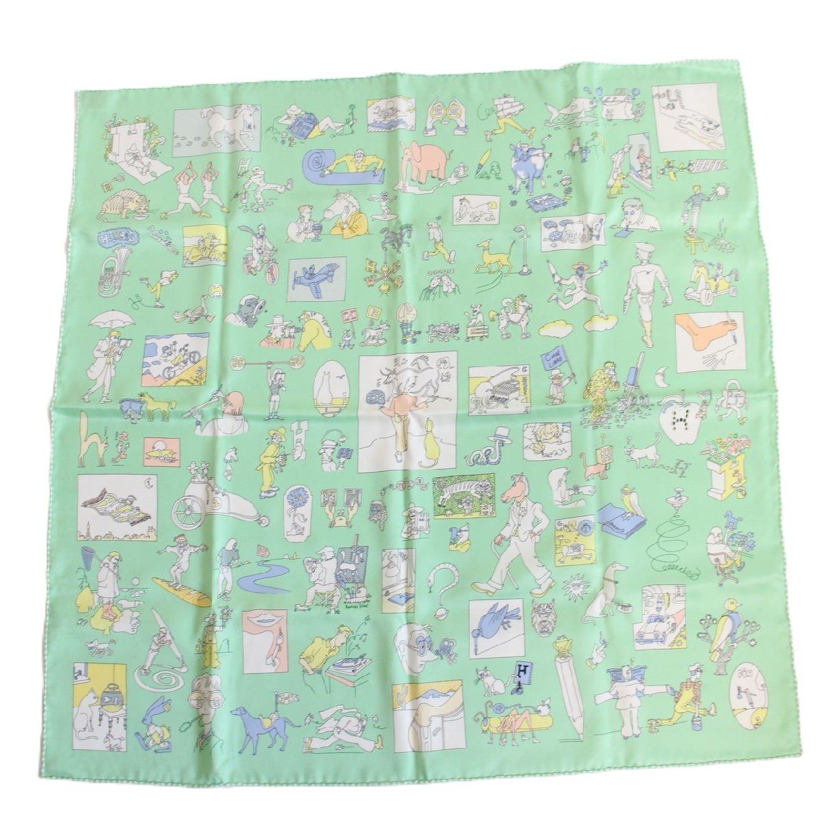 HERMES エルメス カレ 70 スカーフ カレ・リブレ シルク100％ グリーン