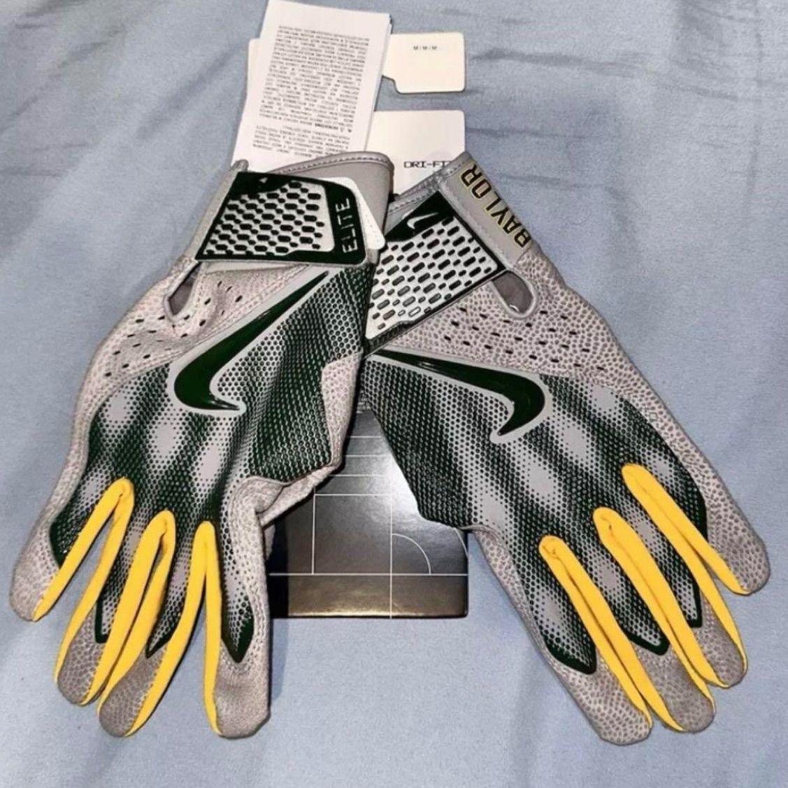 【激安大特価！】 NIKE Alpha Elite グレー グリーン イエロー Mサイズ バッティンググローブ ナイキ ジョーダン 革手 バッテ バッティンググラブ