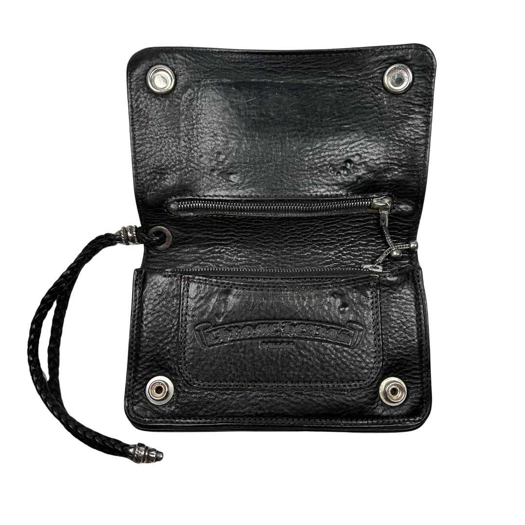 クロムハーツ2ジップウォレットクロスボタンwithストラップブラック