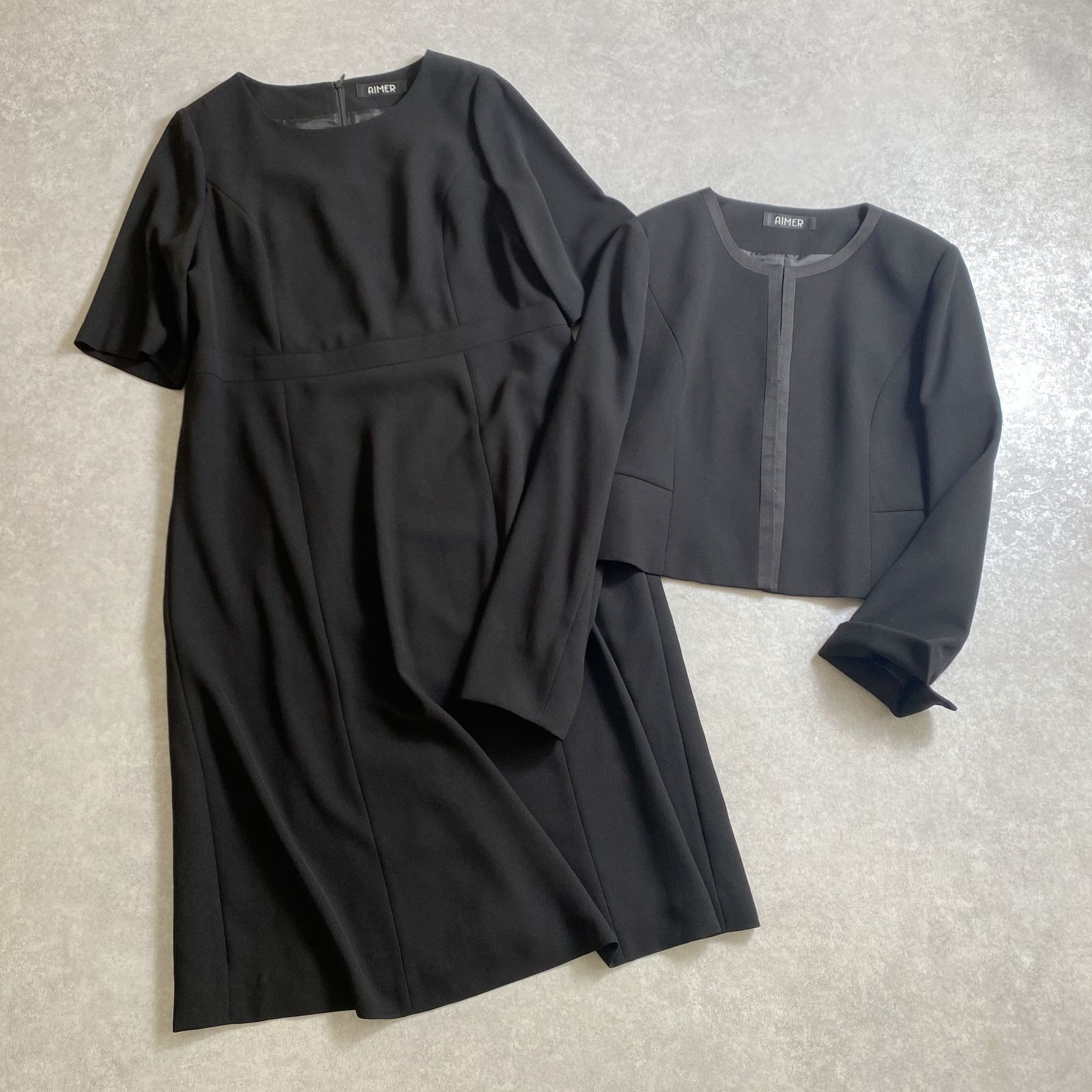 AIMER|2点セット◎ ブラックフォーマル 礼服 喪服 冠婚葬祭 ジャケット - ワンピース |size 15号|エメ