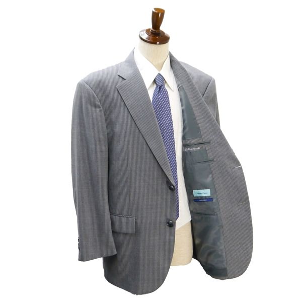 27040 メンズ シングルスーツ上下 夏物 グレーストライプ A7